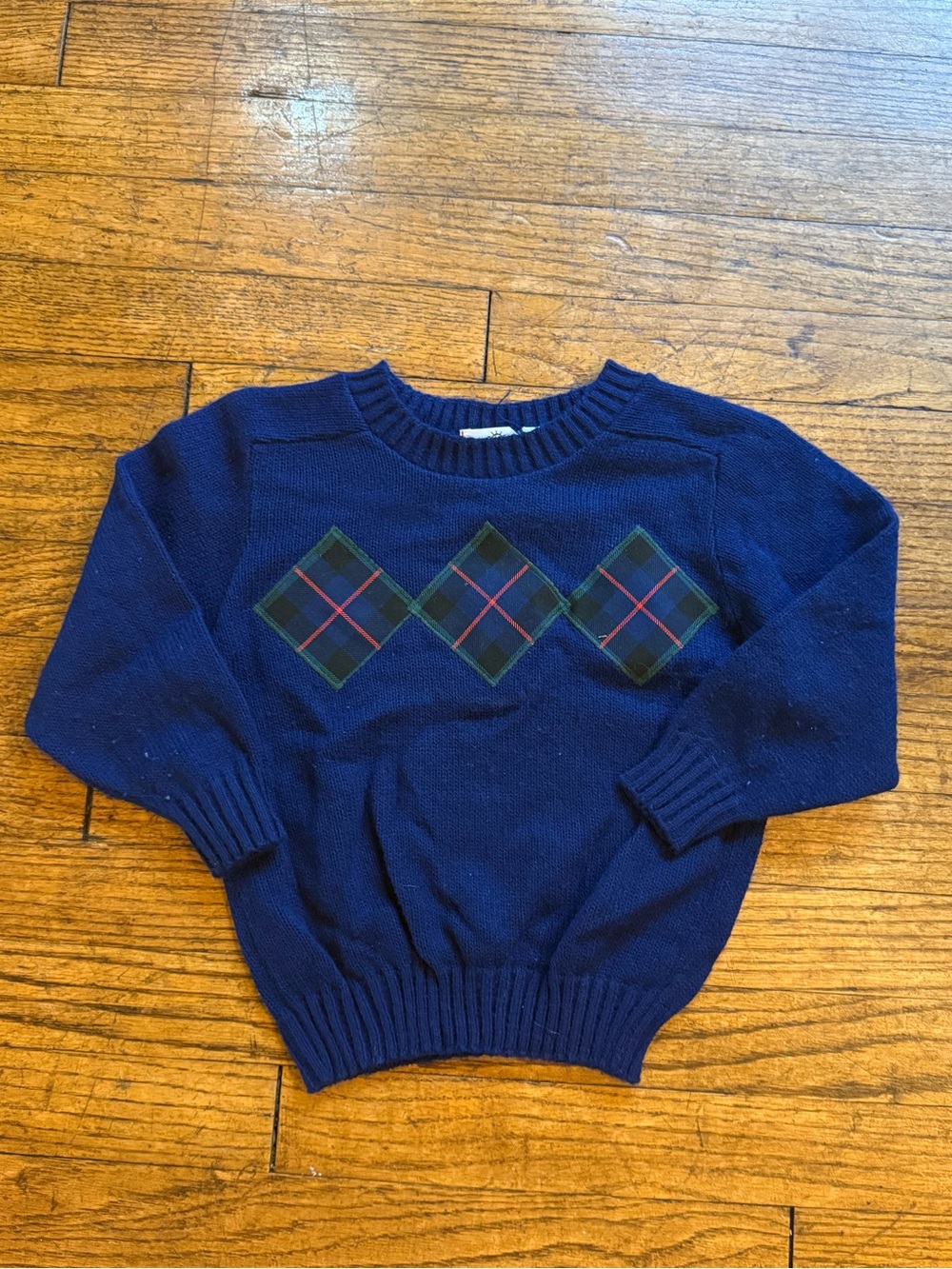 Vintage Navy Argyle Diamond Pattern Knit Sweater